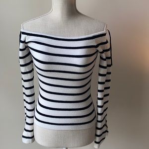 Top/blouse Women’s striped stretch long sleeve blouse /slim f